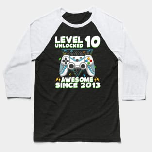 Ten 10yr BDay Son Boy Gamer 10th 10 Year Old Birthday Baseball T-Shirt